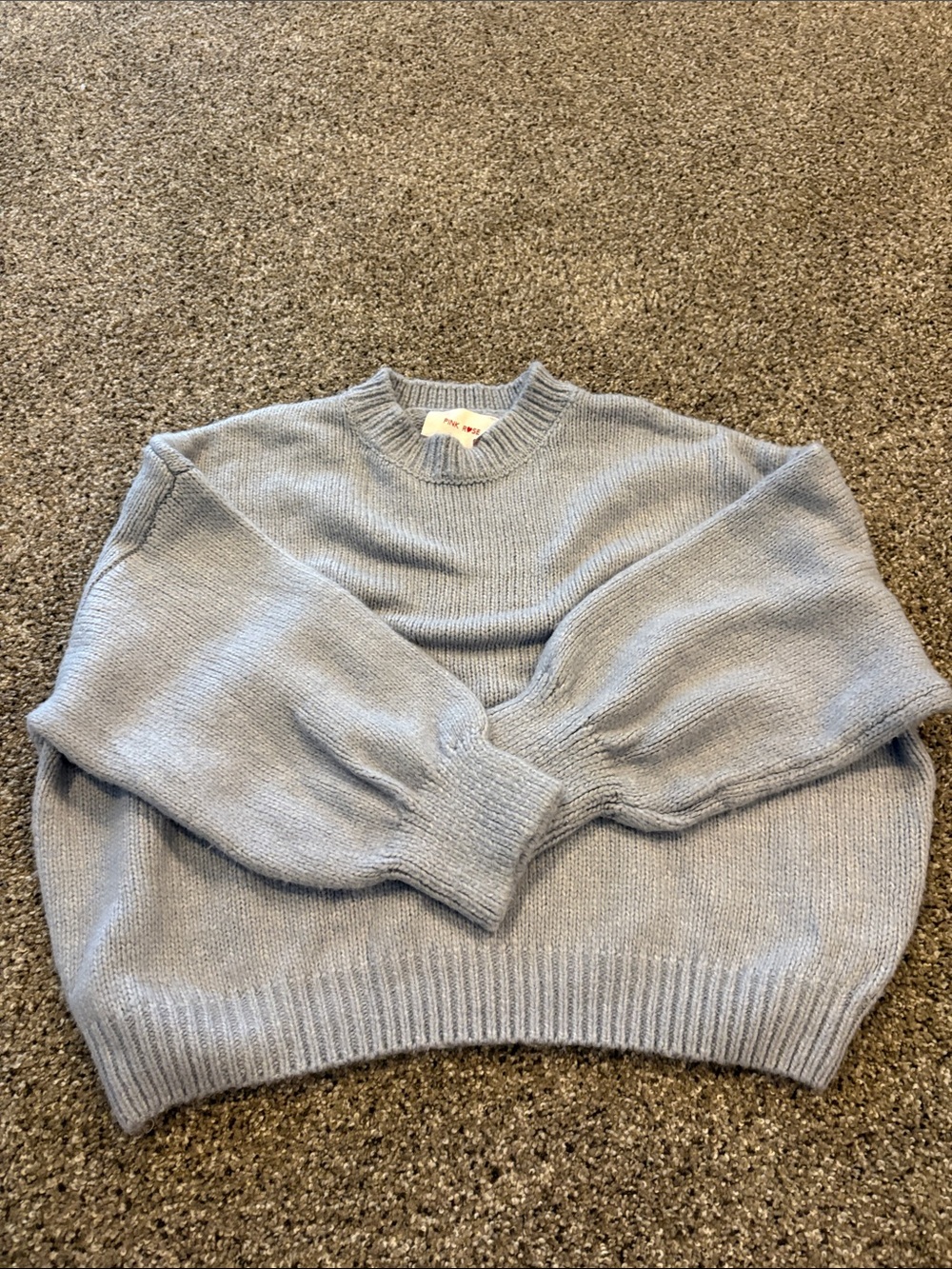Pink Rose Pale Blue Women's Crewneck Sweater